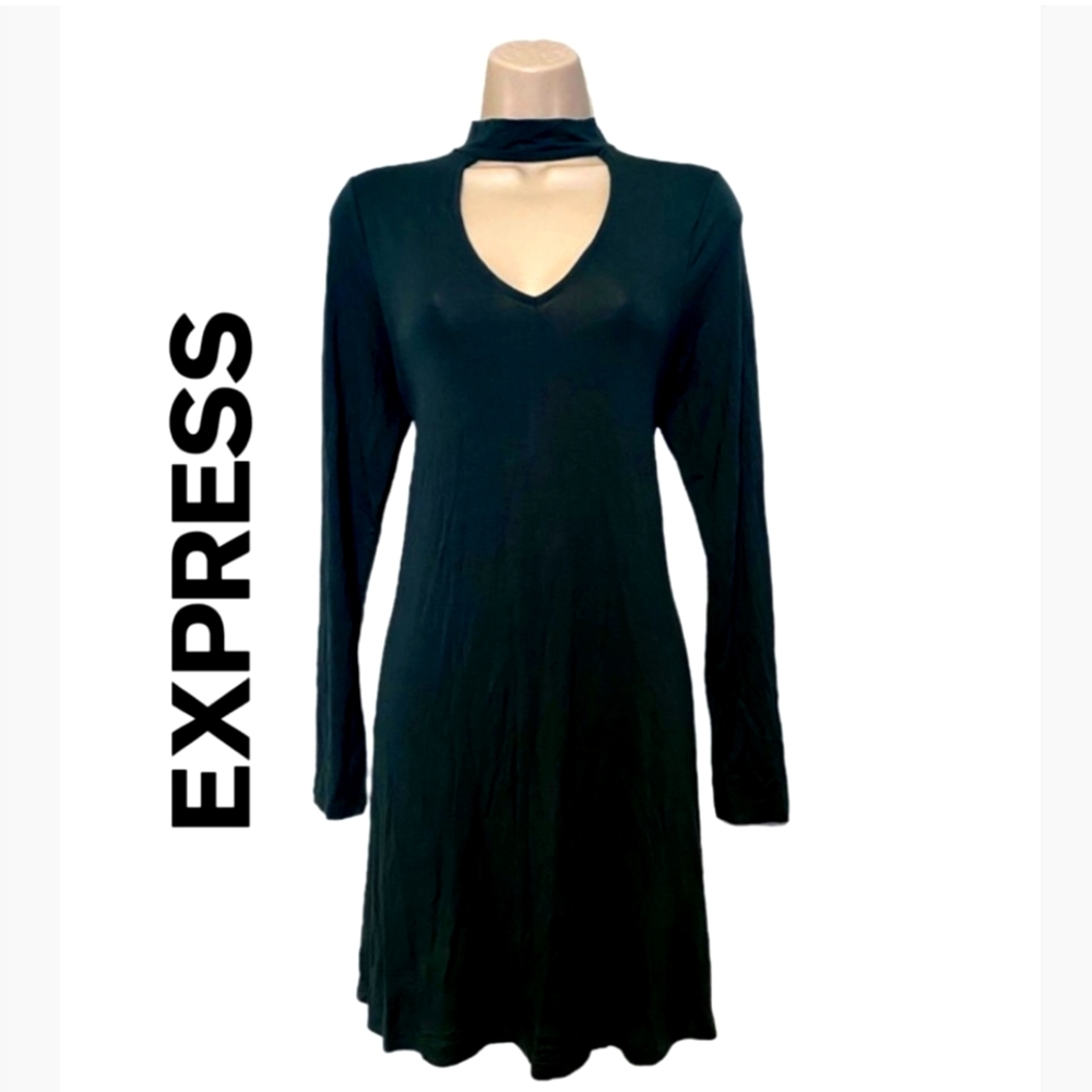 Express Keyhole Choker Neck Fit and Flate Dress Size L NWT